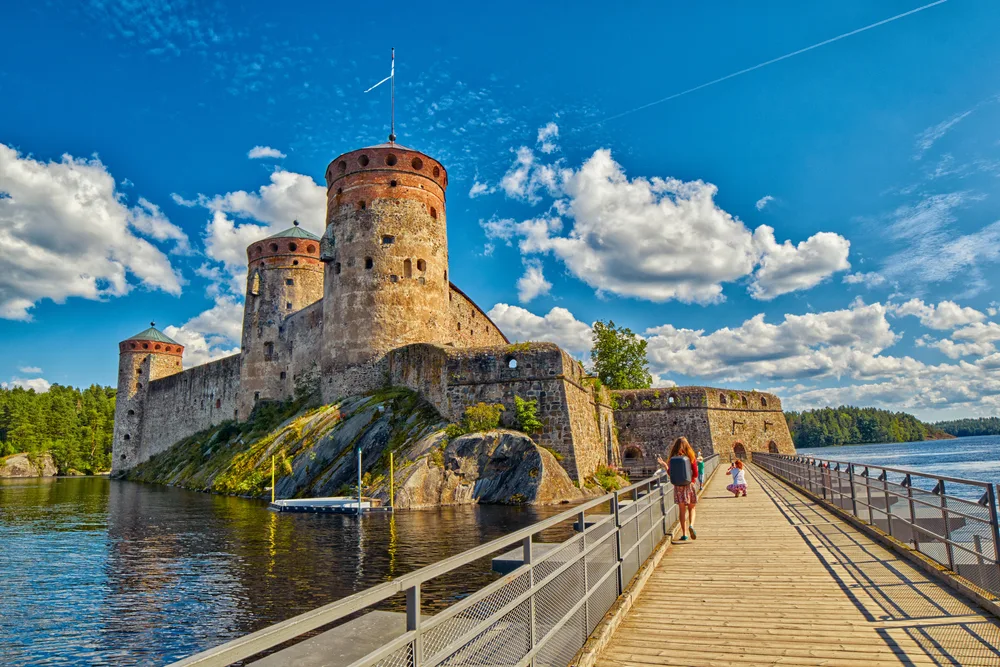 Bridge to the Olavinlinna Olofsborg, located in Savonlinna, during the best time to go to Finland