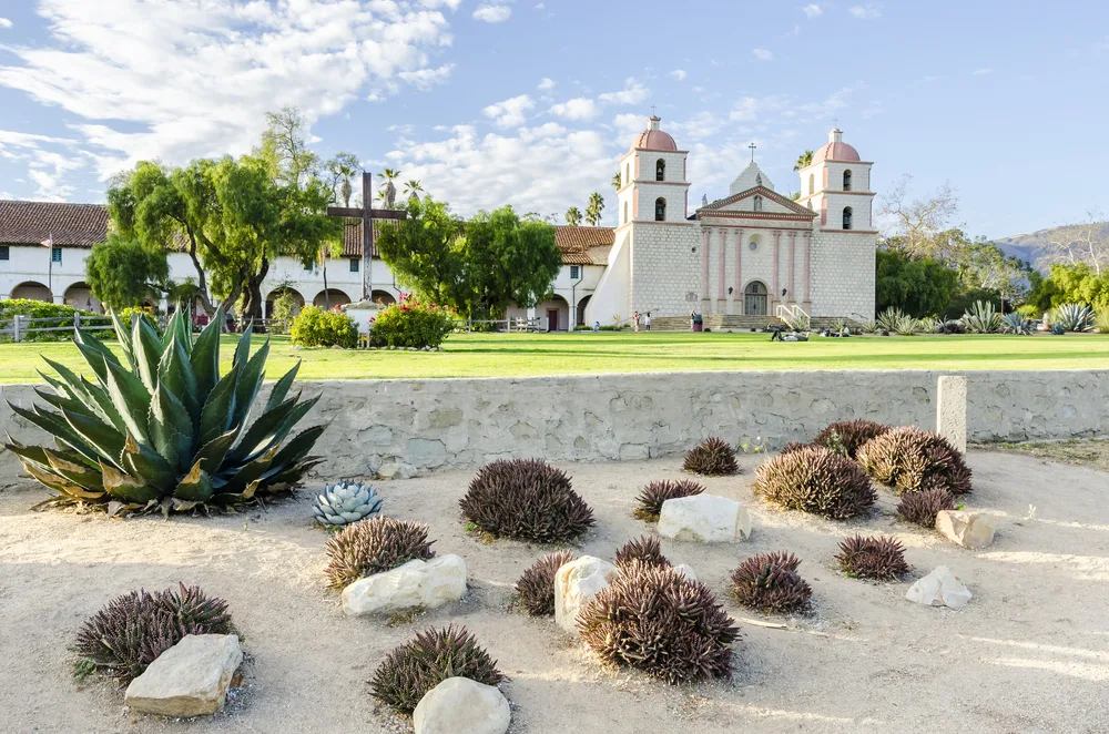 View of Old Mission historical landmark indicating one reason why you should visit Santa Barbara