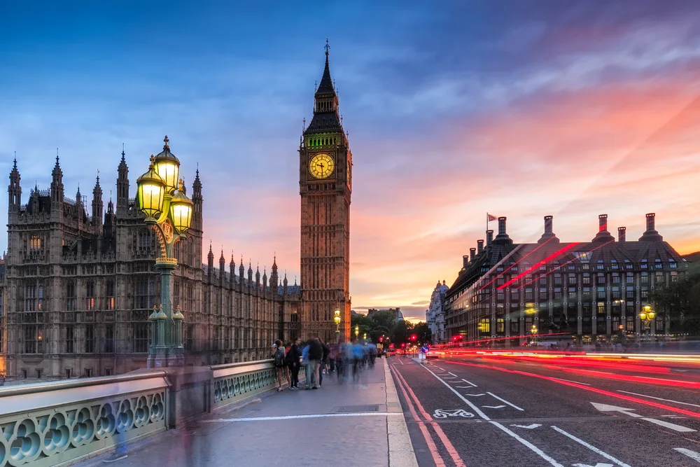 Featured image of Big Ben and a bridge at dusk during the best time to visit the United Kingdom