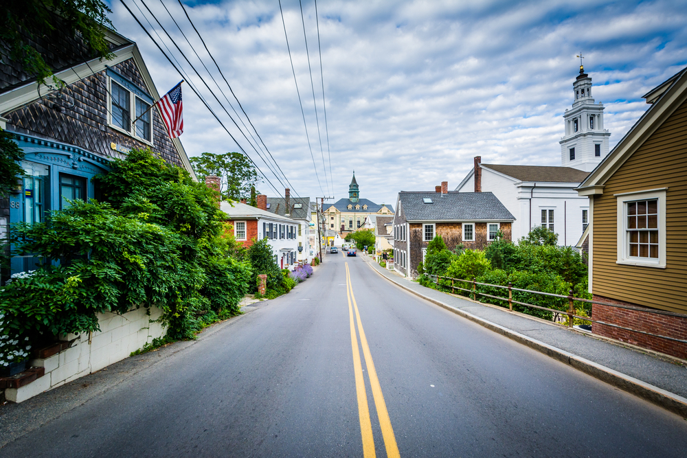 Bradford Street in Provincetown with very few people on the street during the cheapest time to visit Cape Cod
