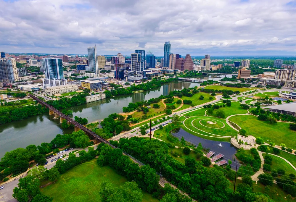 Aerial view of Zilker, one of the top picks for where to stay in Austin