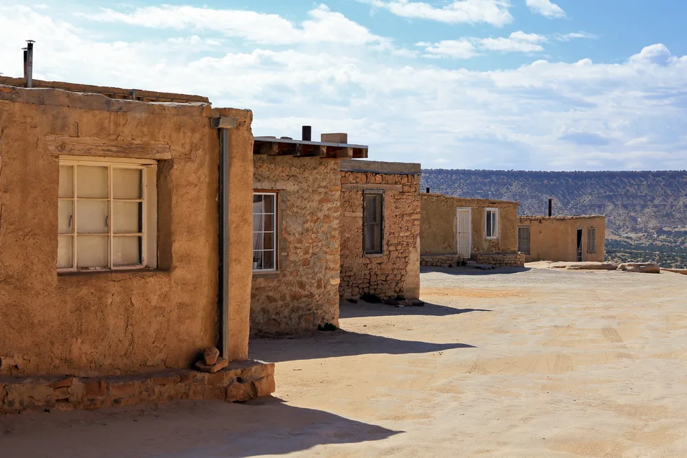 Image of rustic dwellings in Acoma Pueblo pictured during the best time to visit Albuquerque