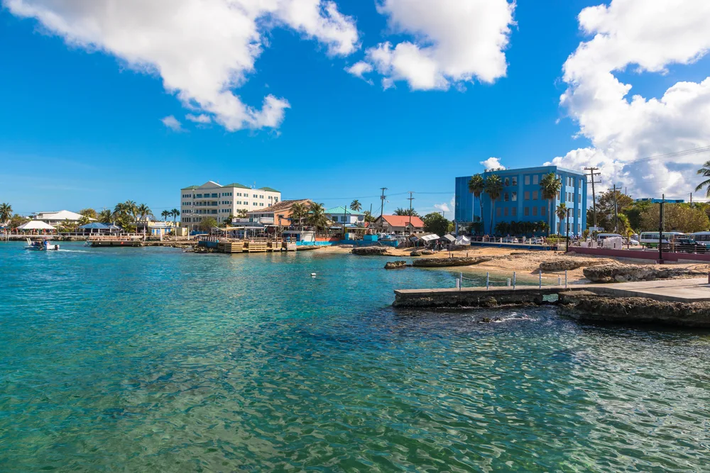 Port of George Town pictured from a boat looking toward land during the best time to visit the Cayman Islands