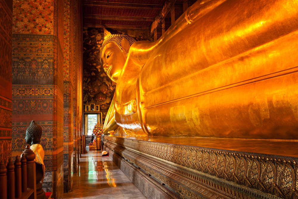 Very neat interior temple in Wat Pho, pictured during the best time to go to Bangkok