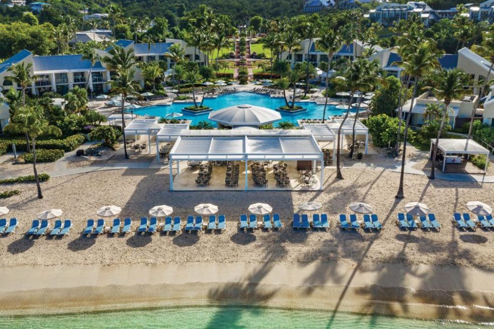 Aerial view of the pool deck at the Westin at St. John, one of the best resorts in the Virgin Islands