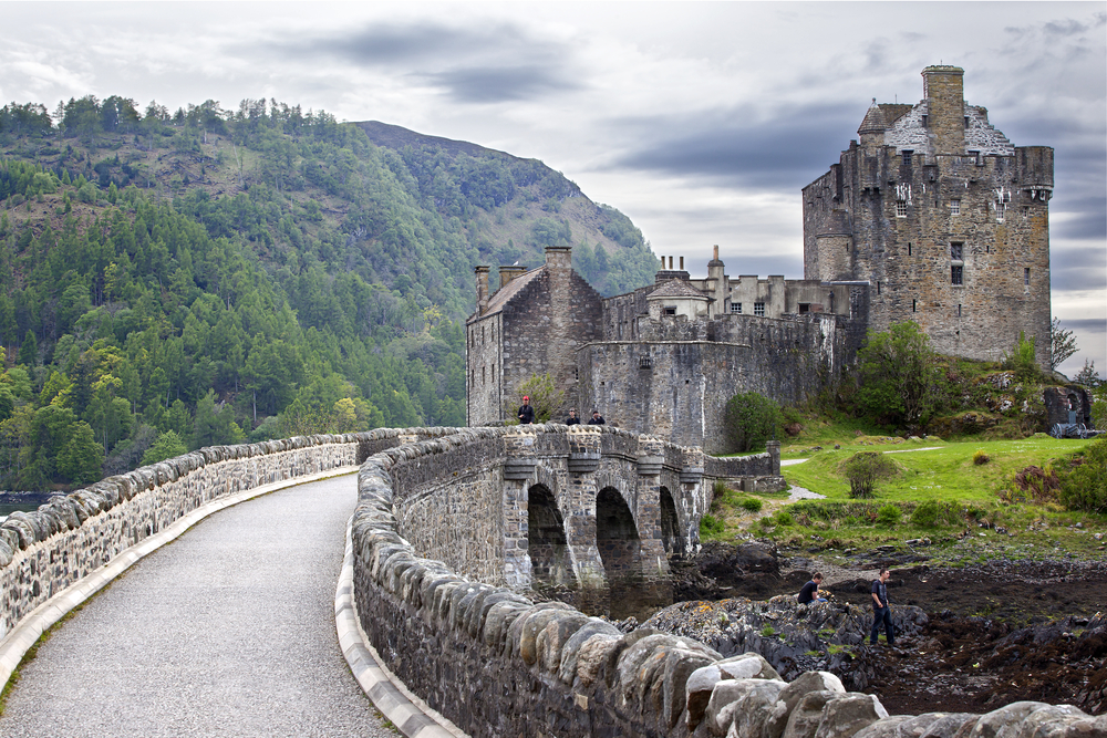 Eilean Donan Castle, one of the best places to visit in Scotland, pictured on a gloomy day