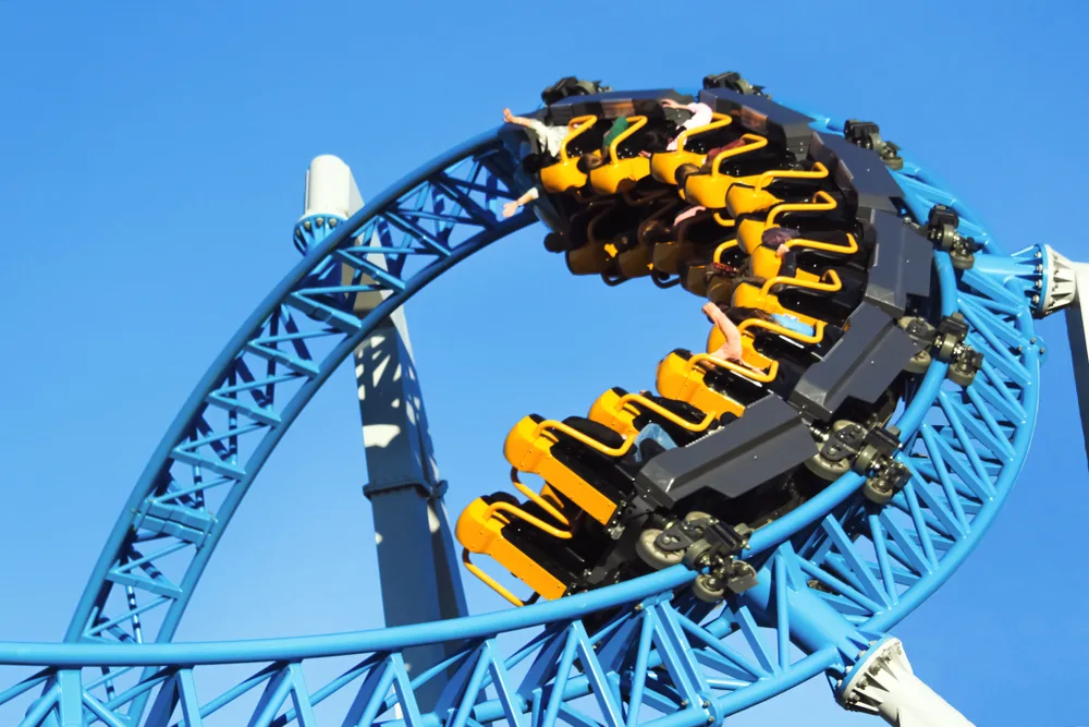 Roller Coaster at Six Flags pictured for a piece on the best day trips from Chicago
