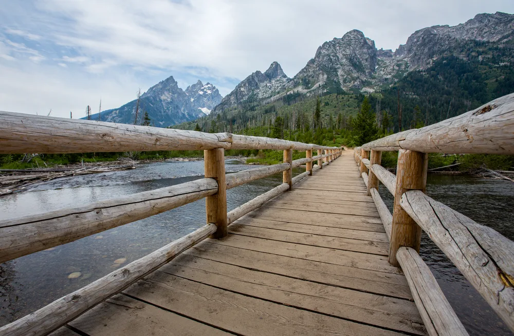 Neat view of the bridge over String Lake in Grand Teton National Park