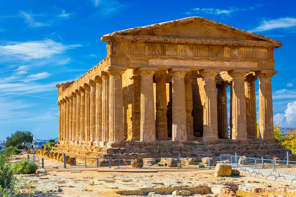 Valley of the Temples pictured in Agrigento, one of the best places to visit in Sicily, as seen on a blue-sky day