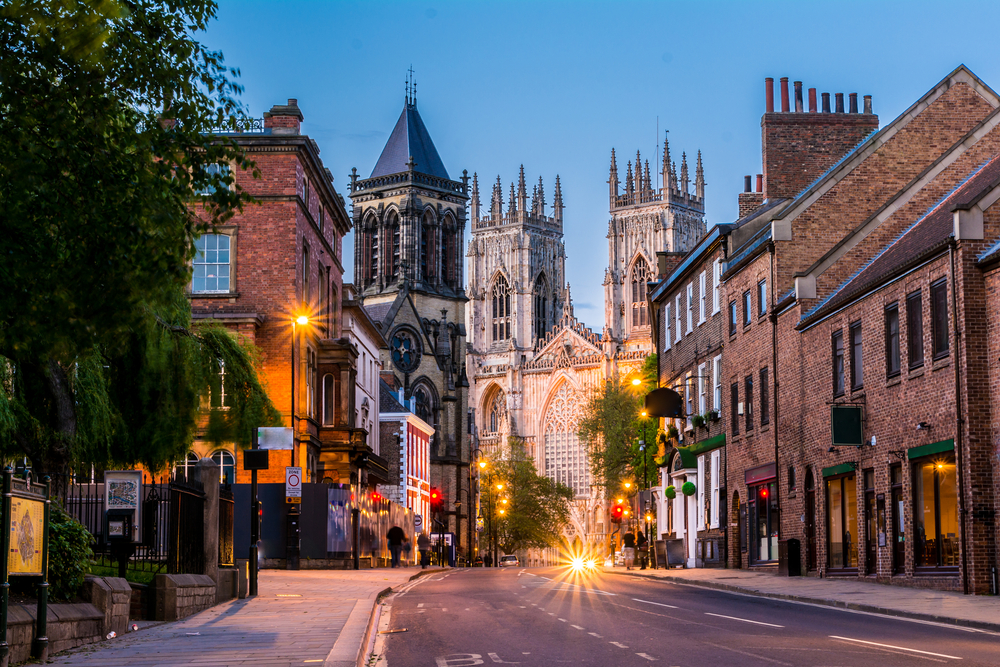 Gorgeous evening landscape of a street in York, one of the best places to visit in the UK