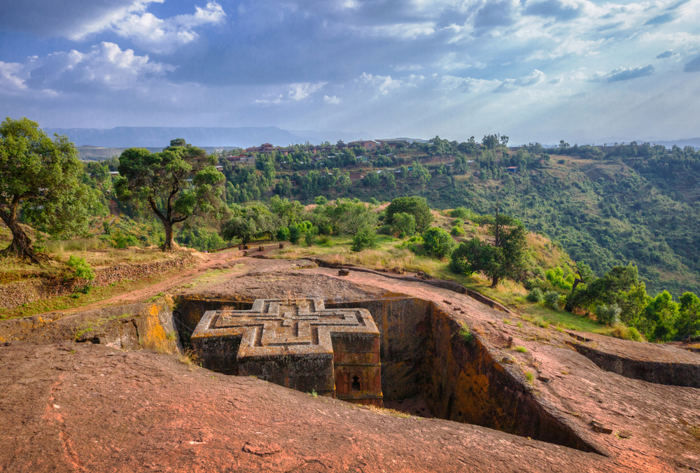 Rock Church of St. George pictured in Lalibela in Ethiopia