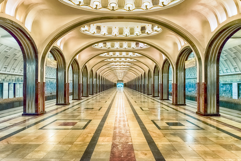 Very neat and historical subway station in Moscow pictured during the overall best time to visit