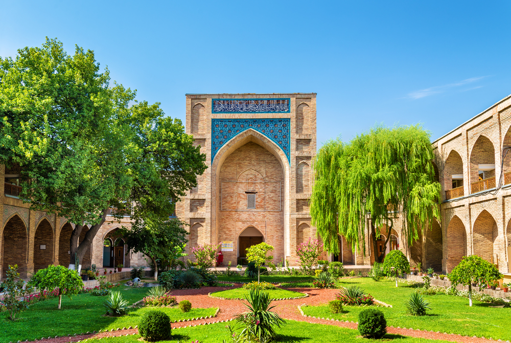 Uzbekistan pictured during the spring, the overall best time to visit, with the medieval madrasa in Tashkent
