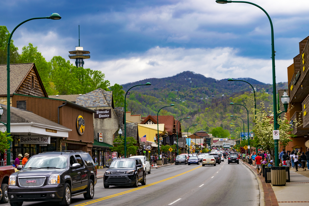 Downtown Gatlinburg pictured during the least busy time to visit