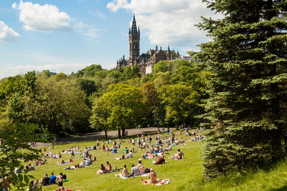 View of the Kelvingrove Park pictured on a summer day