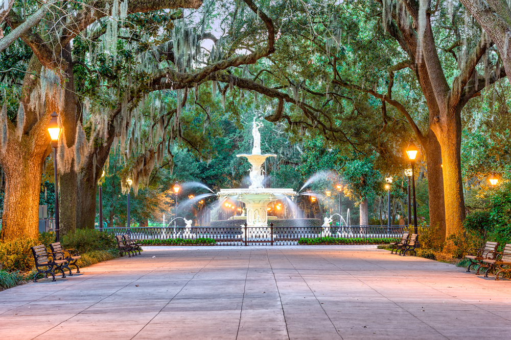 Forsyth Park in Savannah pictured as one of the best places to visit in the South