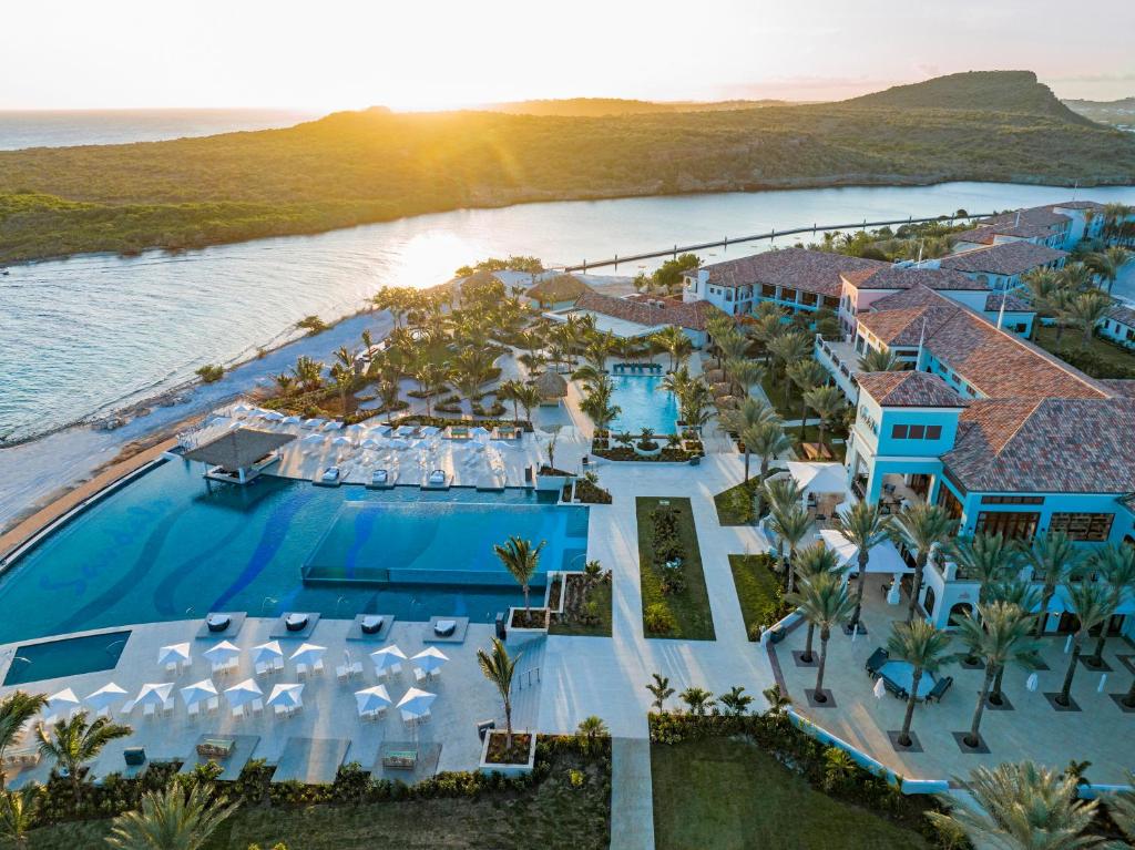 Amazing view from the air of the Sandals Royal Curacao, one of the best all-inclusive resorts in the Caribbean