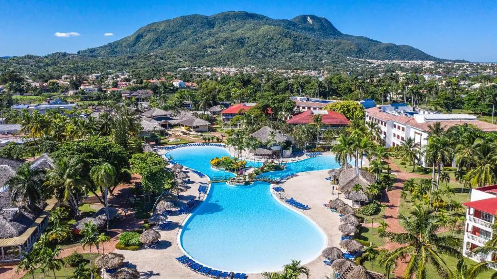 One of the best all-inclusive resorts in the Caribbean, the Be Live Collection Marien, as seen from the air