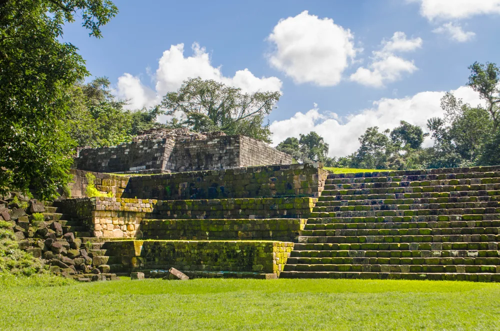Big stairs in the park with the ruins of Quirigua, a top pick for must-visit places in Guatemala
