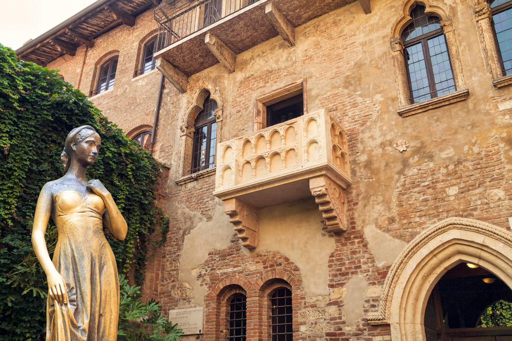 The balcony from Romeo and Juilet pictured in Verona, one of the best places to visit in March