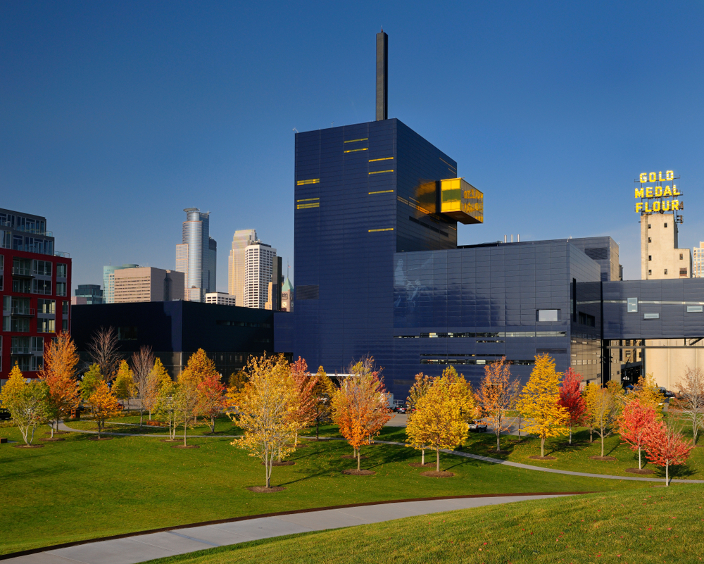 Guthrie Theater in the Twin Cities pictured during the summer, the best time to visit Minnesota