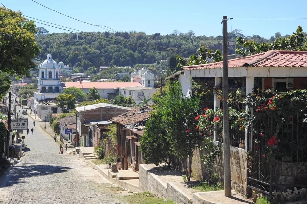 Small town of Conception de Ataco pictured with empty streets during the least busy time to visit El Salvador