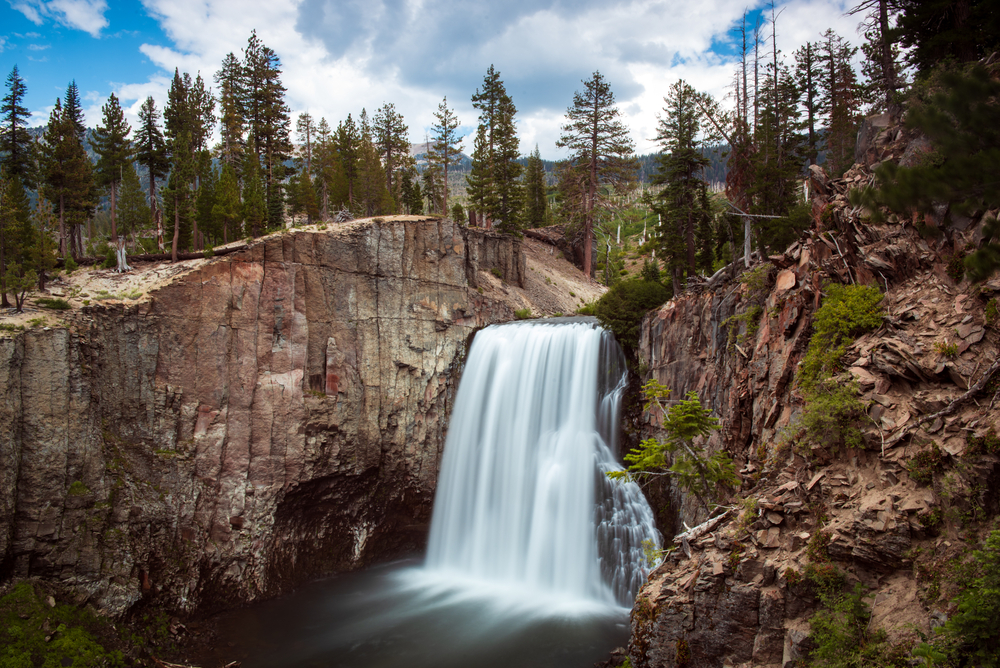 Rainbow Falls in Devil's Postpile in Mammoth Lakes pictured for a piece on the best time to go to the lakes