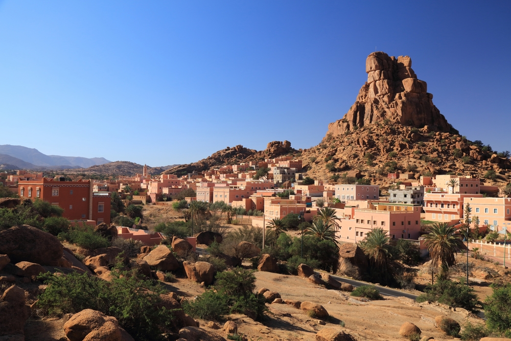 Napoleon's Hat Rock pictured near Tafraoute, one of our top picks for where to visit in Morocco