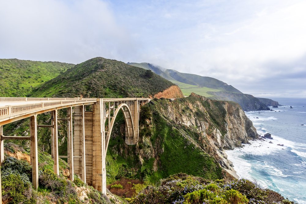 Storm clouds form over the Bixby Bridge on the Central California Coast