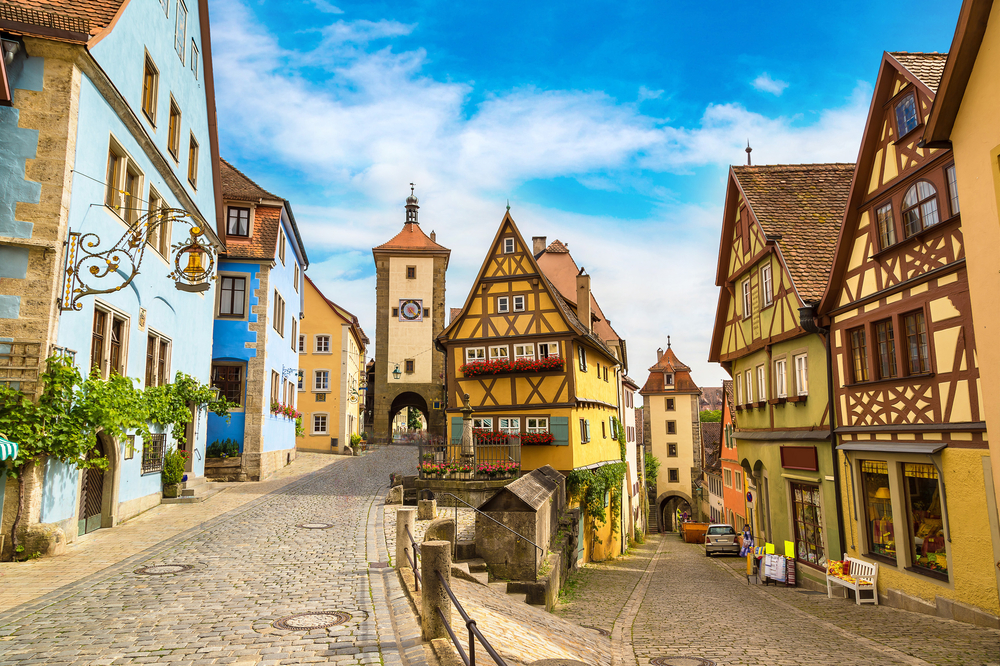 Old Medieval town of Rothenburg pictured on a clear day with few people in the streets for a piece titled Is Germany Safe to Visit