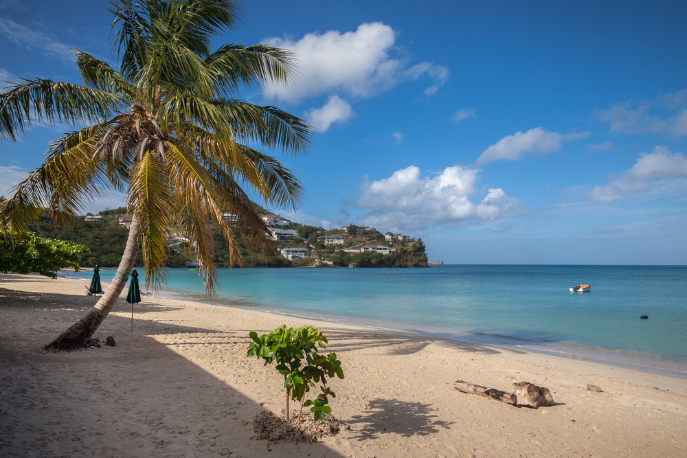 Stunning morning view of Morne Rouge Beach during the least busy time to visit Grenada, with nobody in sight
