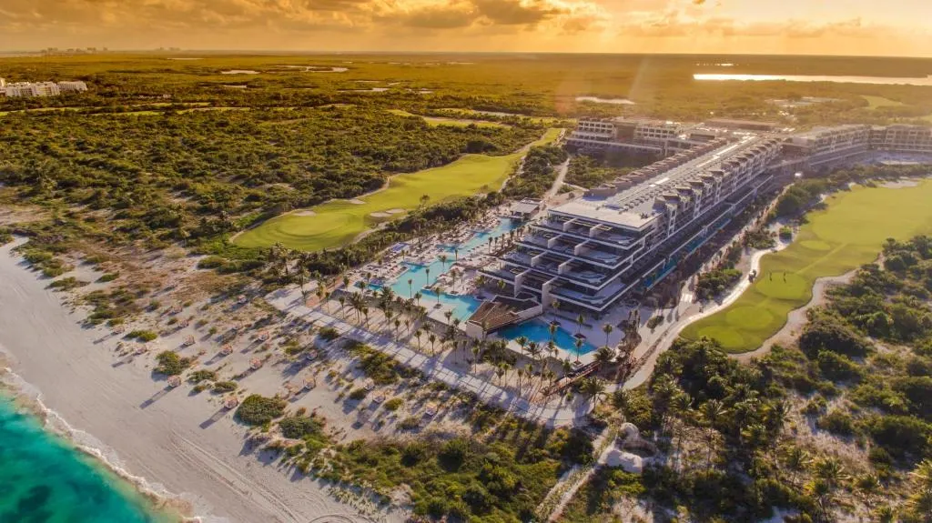 Aerial view of the Atelier Playa Mujeres, one of my personal favorite all-inclusive resorts in Mexico