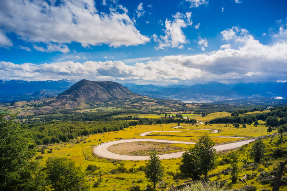 Winding path of the Carretera Austral in Patagonia, one of Chile's best places to visit