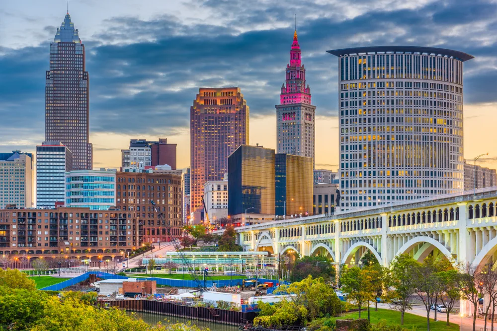Stunning view of the downtown area in Cleveland, a top pick for the best places to visit in Ohio