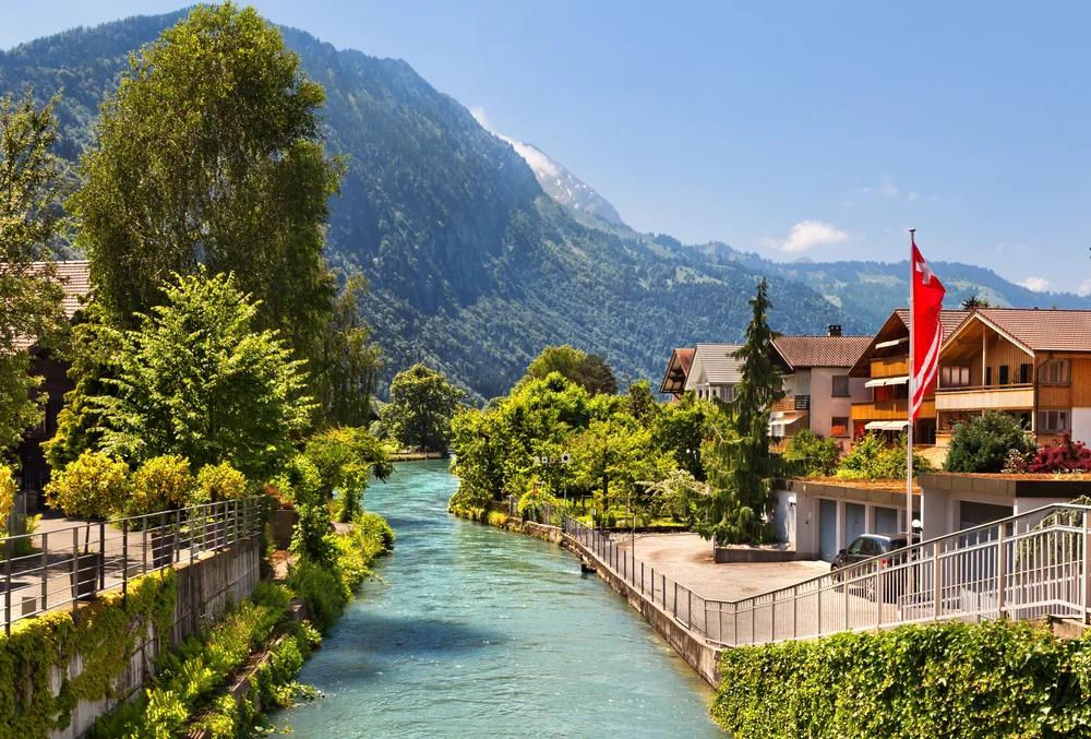 Beautiful house on the river in Interlaken, one of the best places to visit in Switzerland