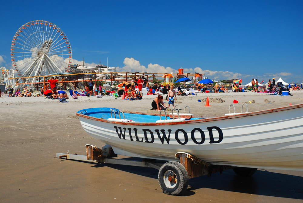 Boat on the sand in Wildwood New Jersey