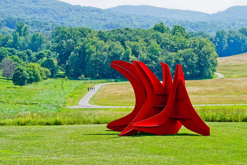 Gigantic art sculptures pictured in a garden in New Windsor, one of our picks for the must-do day trips from NYC