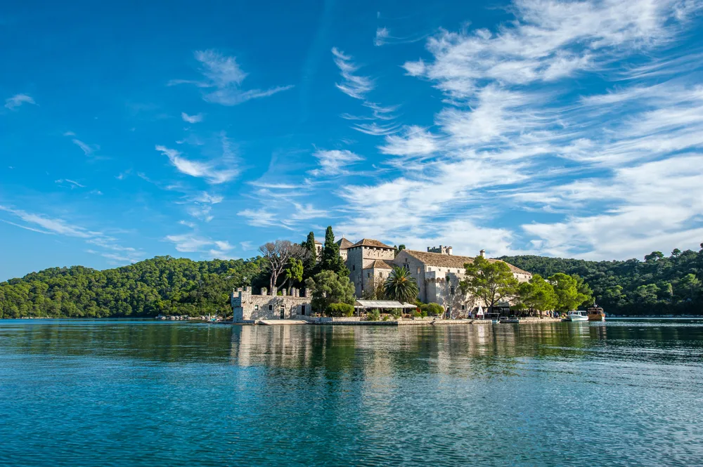Monastery and church on the island of St. Mary's in Mljet, one of the best places to visit in Croatia