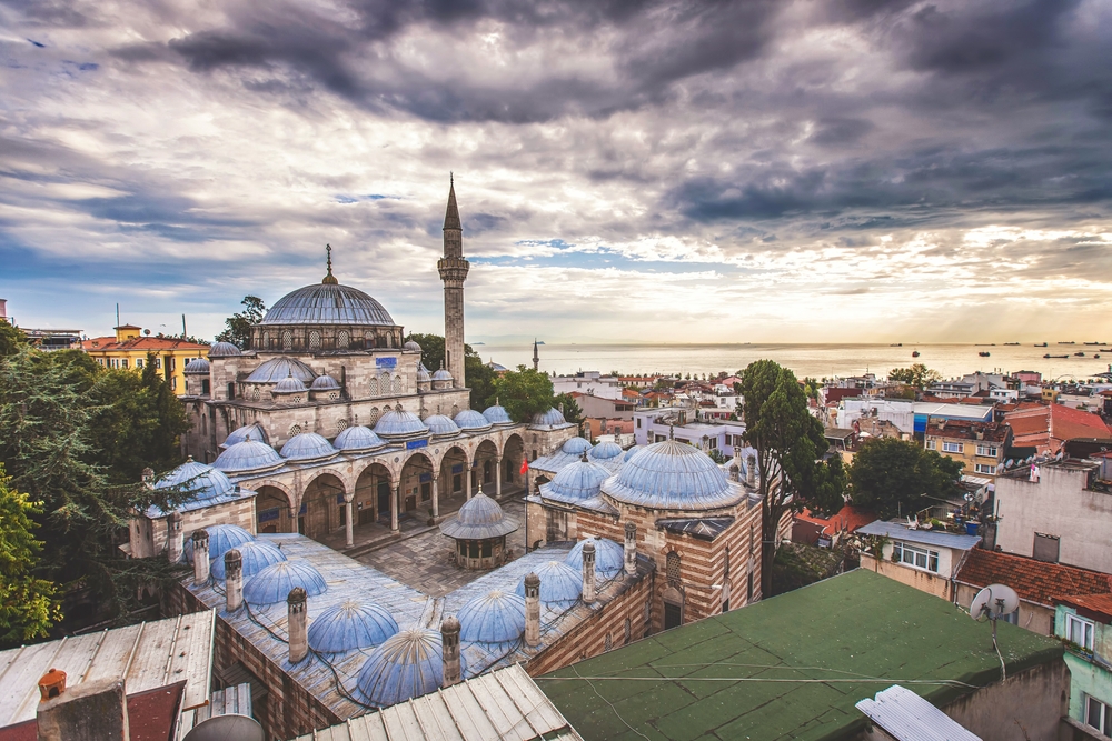 For a piece on the best places to stay in Istanbul, an aerial view of the mosque in Sultanahmet pictured on a semi-cloudy day