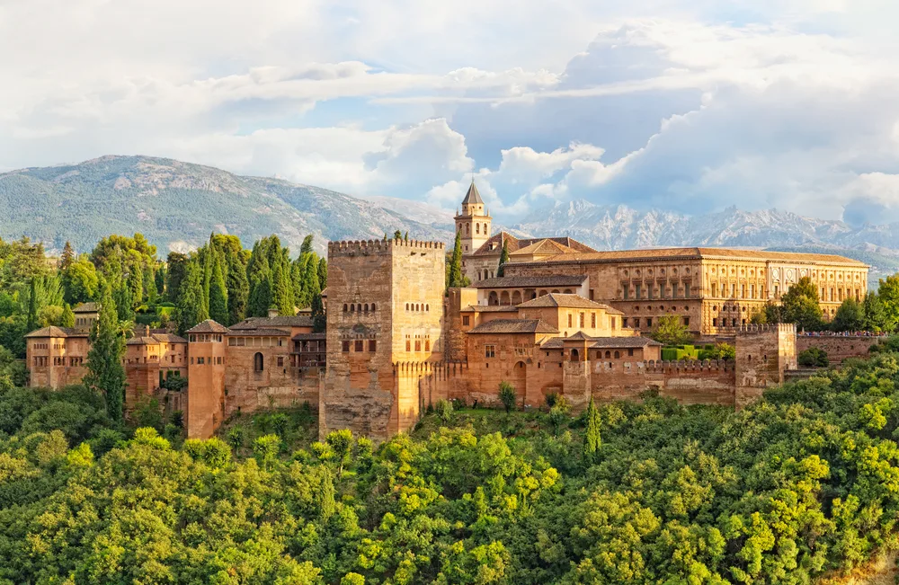 Towering fortress of Alhambra in Grenada, one of the best places to visit in Spain