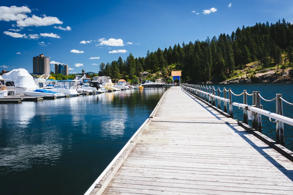 Floating walkway on the lake in Coeur d’Alene, one of the best places to visit in Idaho