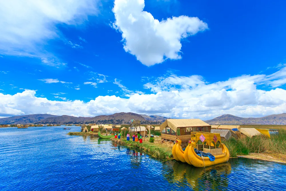 Unique Totora Boats on Lake Titicaca near Puno
