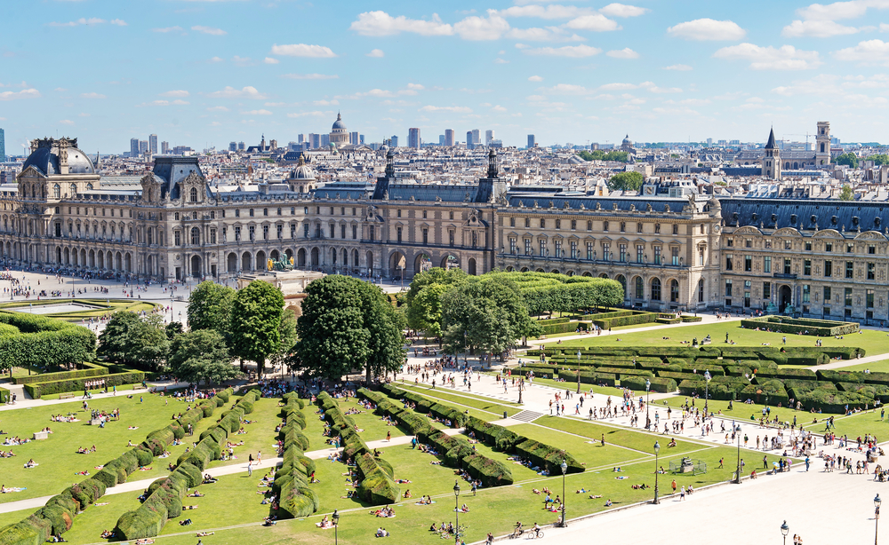 Jardin des Tuileries as seen from the air on a sunny day