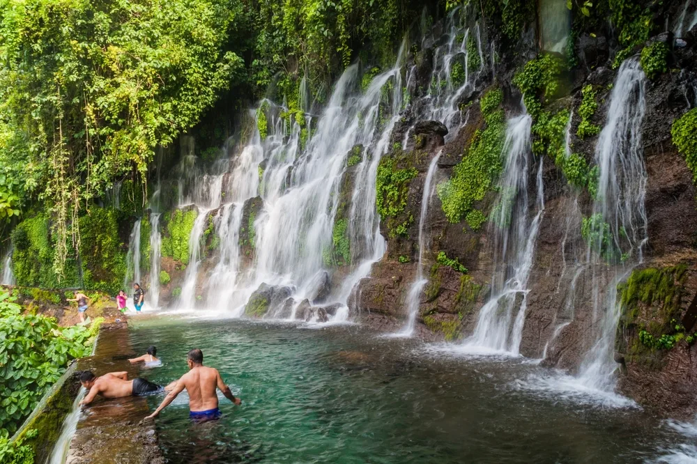 Set of waterfalls in one of the best places to visit in El Salvador, Chorros de la Calera in Juayua Village