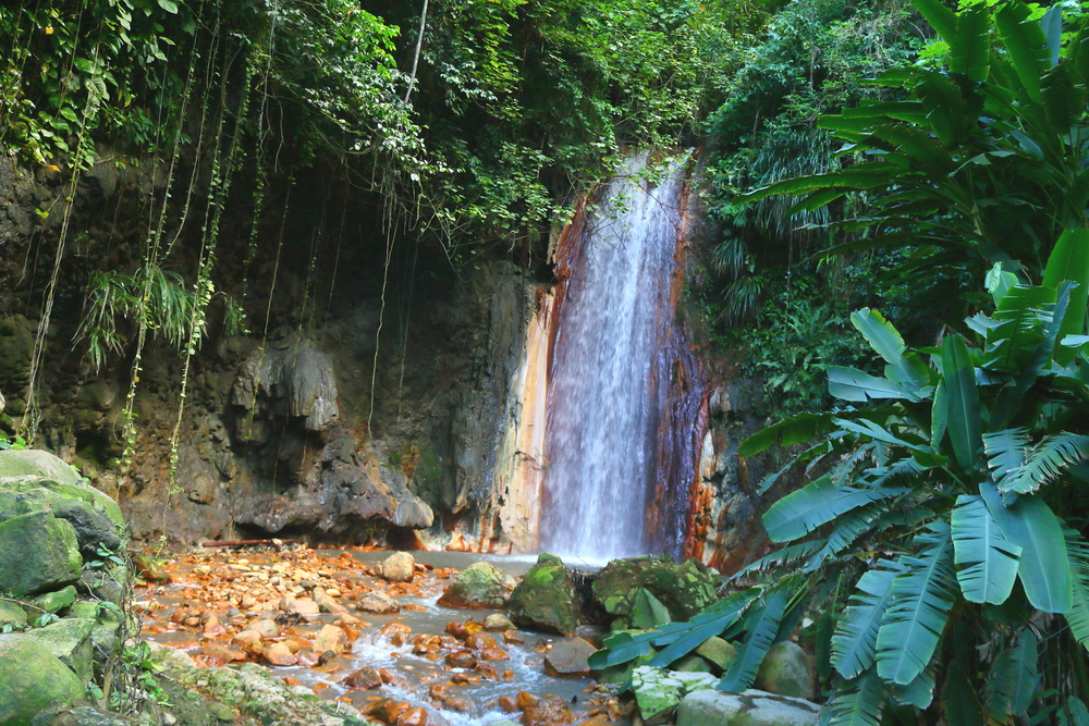 Diamond Waterfall at St. Lucia Botanical Gardens is worth visiting from the best all-inclusive resorts in St. Lucia