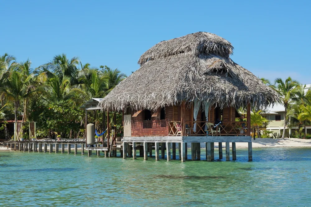 Very unique over-water bungalow pictured in Bocas del Toro, a Caribbean destination and one of the best places to visit in Central America