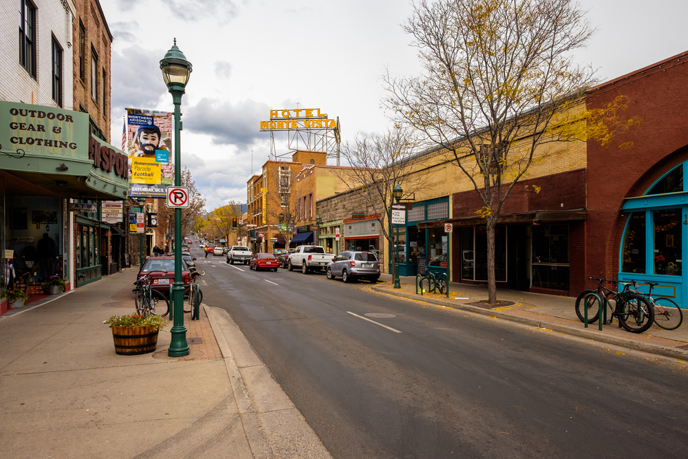 Neat view of the quaint little downtown area in Flagstaff for a piece titled Where to Stay in Flagstaff