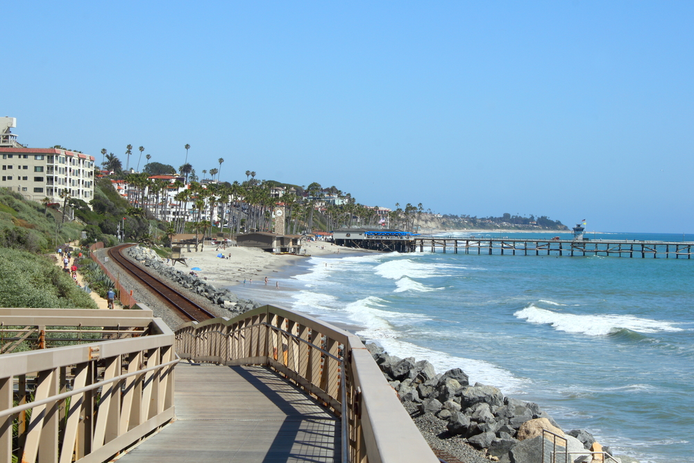 Beautiful foot bridge along a top pick for Southern California's best place to visit, the San Clemente Pier