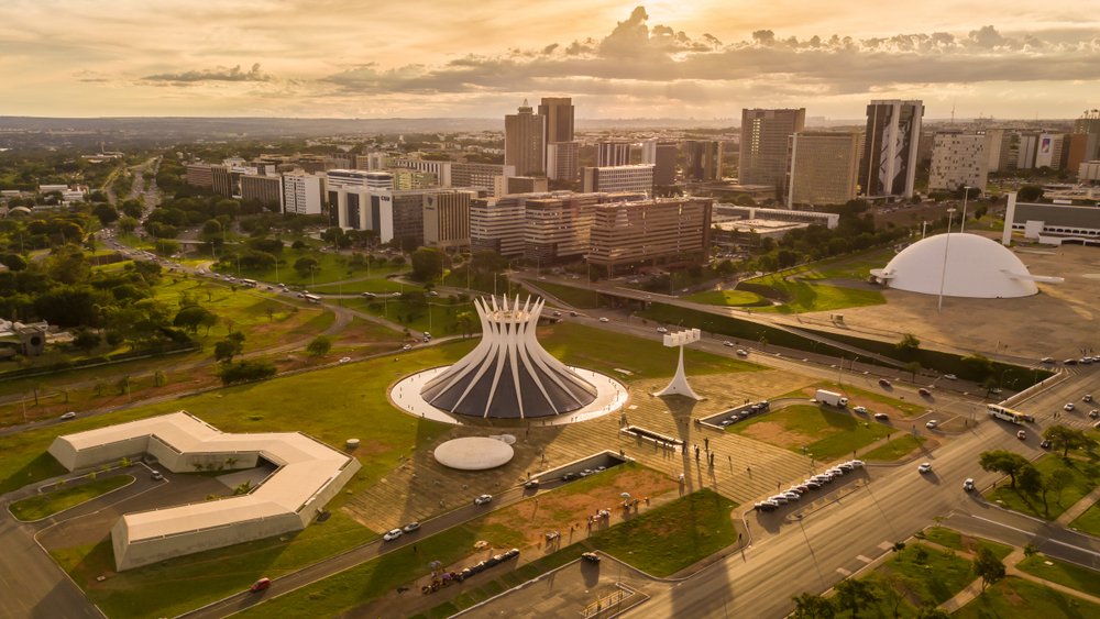 Aerial image of the cathedral and other buildings in Brasilia, one of the very best places to visit in Brazil