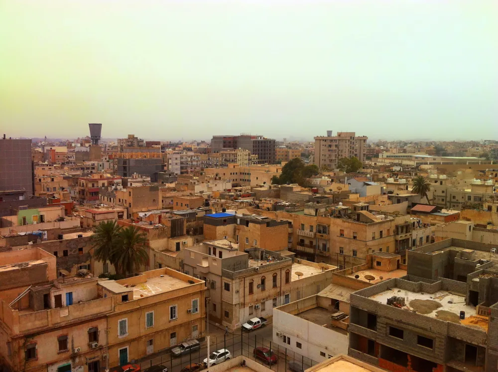 Aerial view of the Tripoli city and skyline during the worst time to visit Libya in April, July, and August